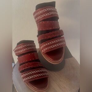Freebird Alberqurque  Red Strappy Braided Sandals